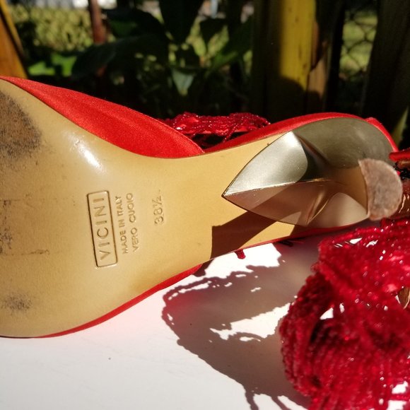 Giuseppe Zanotti RED Silk heel 8.5 Italy - Picture 6 of 6